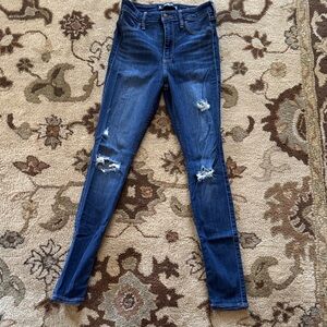 Hollister Dark Blue Distressed Skinny Jeans